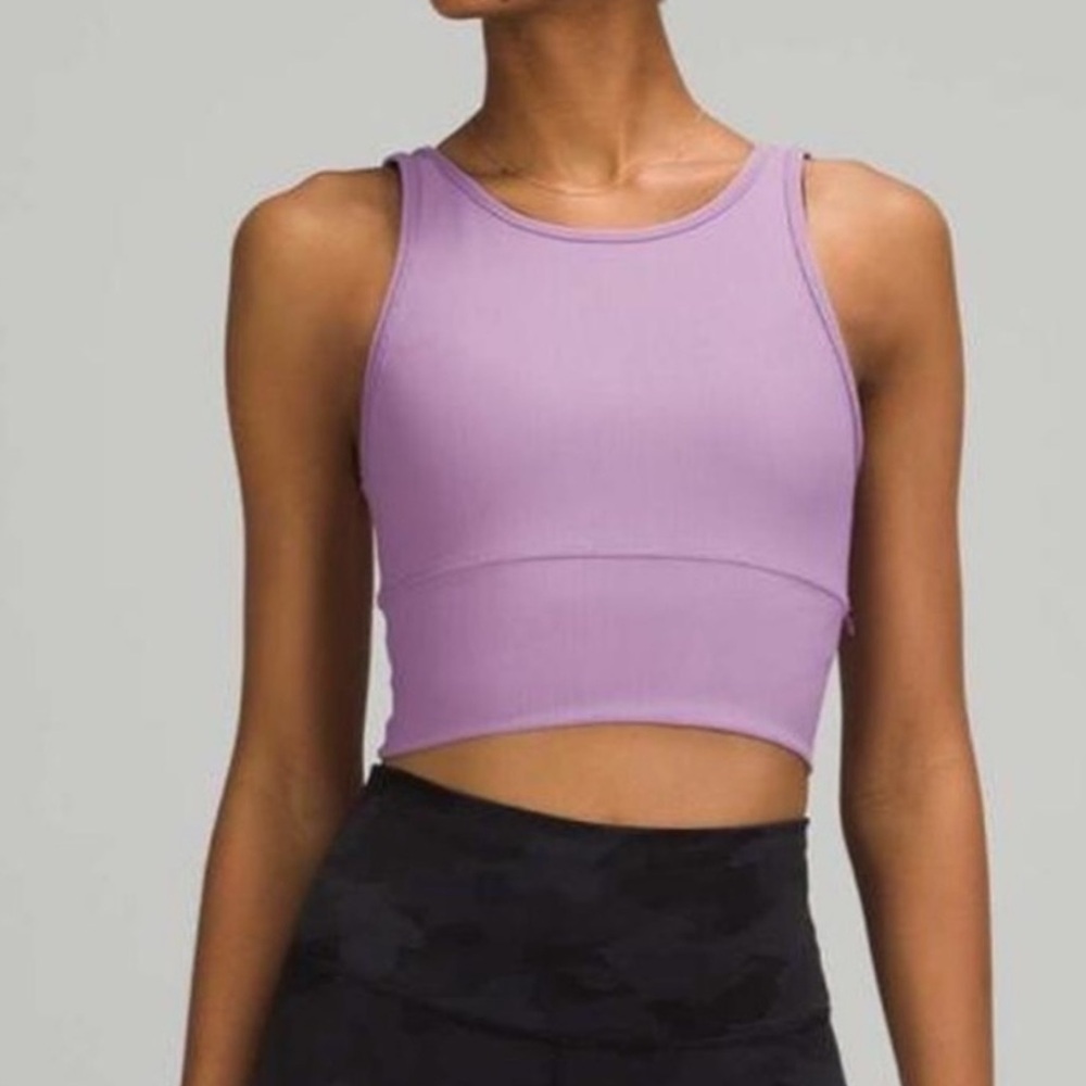 Lululemon Wisteria Ribbed Power Pivot Cropped Tank Top small
